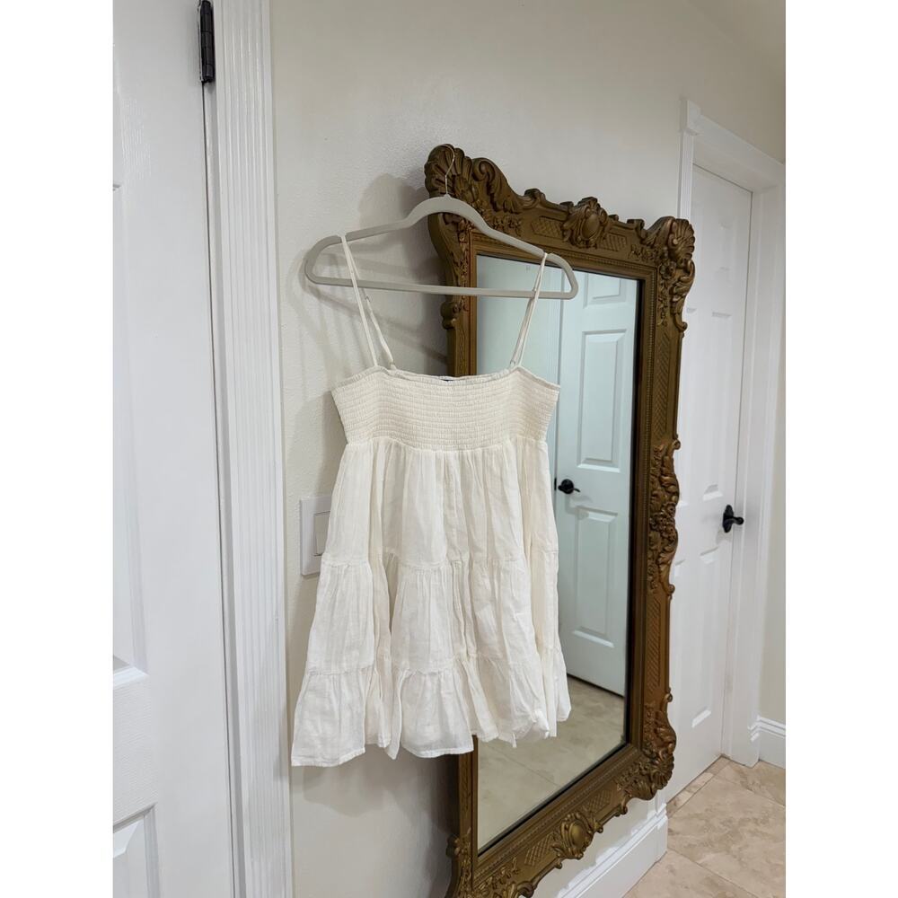 ZARA Women's Sundress, USA S, White & Multicolor, Flowy Casual Dress